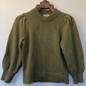 Madewell Dotted Eaton Puff-Sleeve Pullover Sweater in Cotton-Merino Yarn